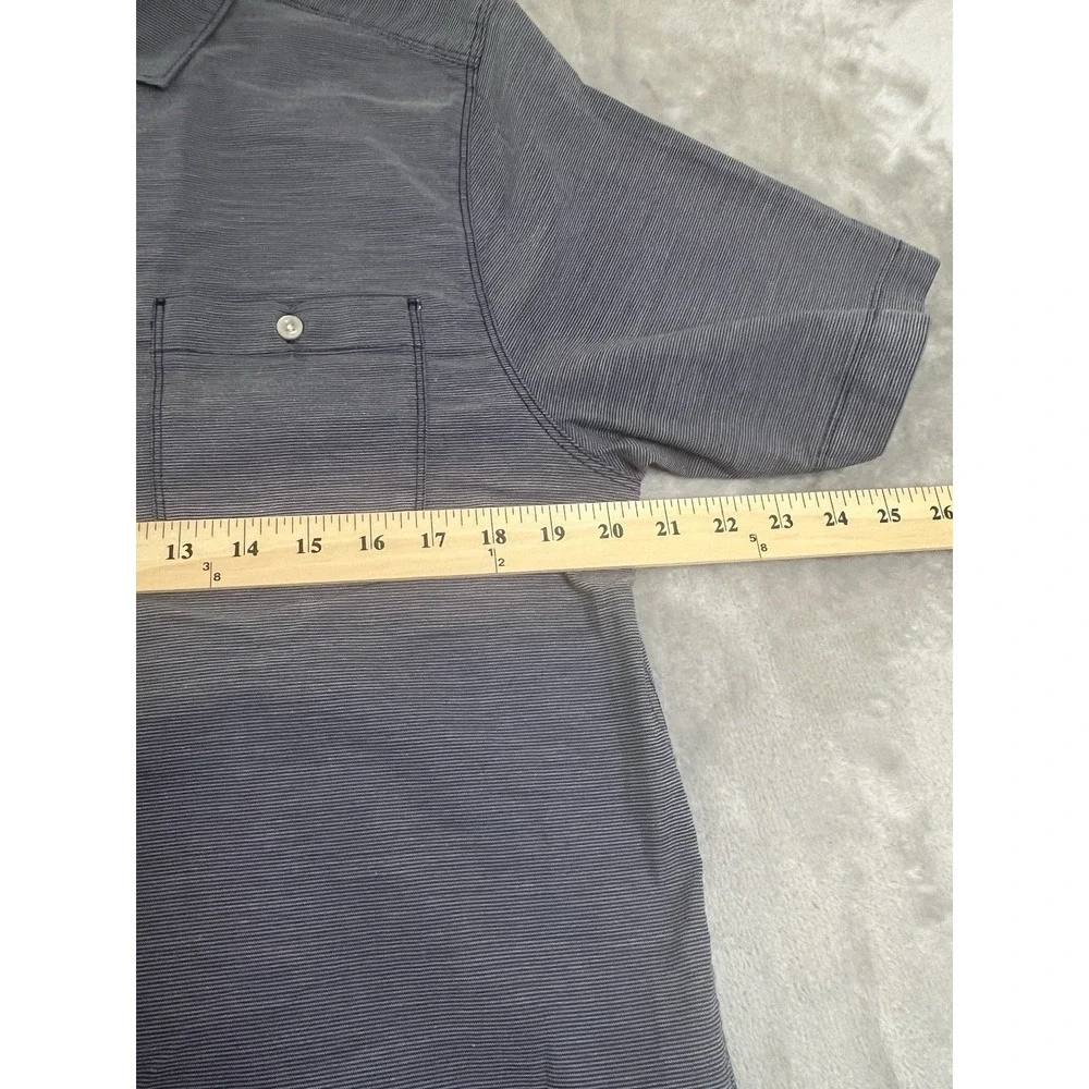 The North Face Mens Shirt Medium Blue Striped Short Sleeve